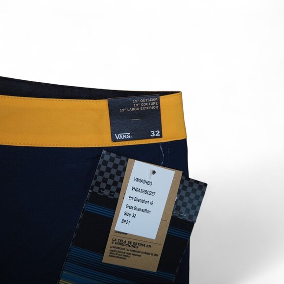 Vans Era Boardshort 19" Outseam Sample Men's 32 x 8 "Dress Blues - Saffron" NWT - Picture 6 of 10